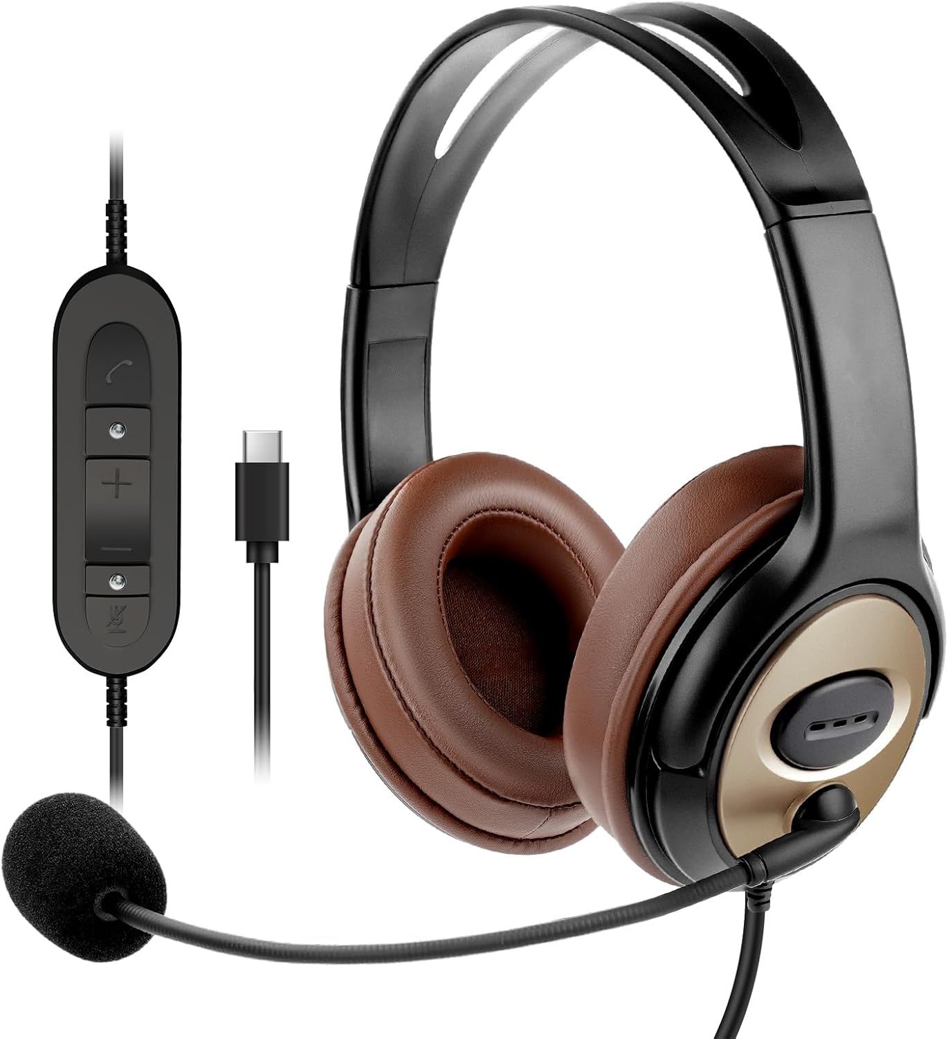 USB Type C Headphones Over Ear with Noise Cancelling Mic