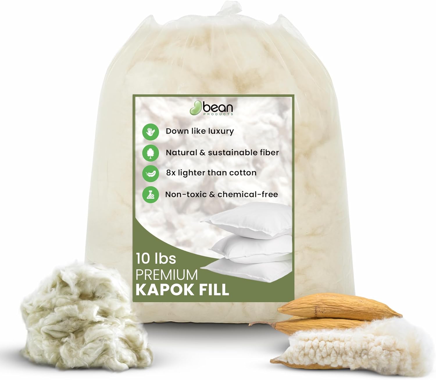 Premium Kapok Fill for Pillows, Pet Beds, and More - 10 lbs