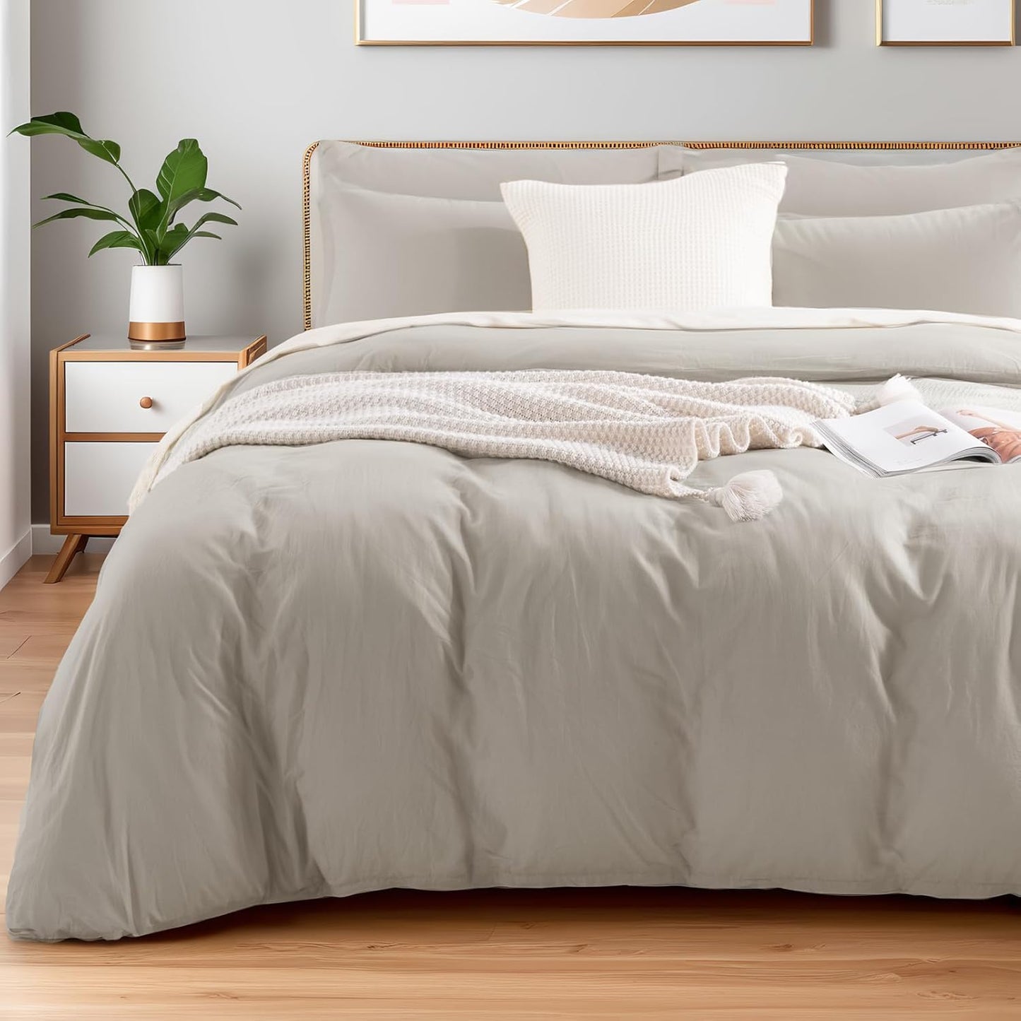 NEXHOME PRO Duvet Cover Queen Size in 100% Washed Cotton