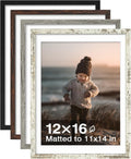12x16 Picture Frame Mix Color Set of 4 - Classic Wood Frames for Wall