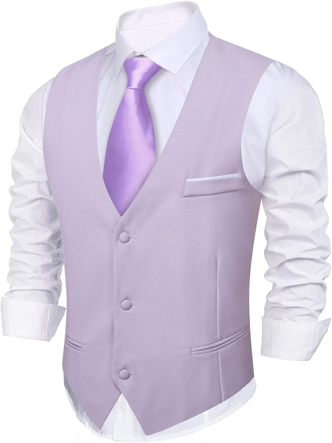 Barry.Wang Mens Suit Vest Slim Fit V-Neck for Formal Events