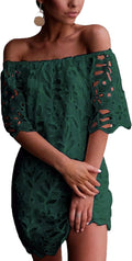 Women's Off Shoulder Floral Lace Mini Dress - Elegant Summer Style