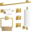 TQKAG 7-Piece Brushed Gold Bathroom Hardware Set - Sleek SUS304 Kit