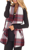 Unidear Womens Buffalo Plaid Vest Casual Lapel Open Front (Style GHBC)