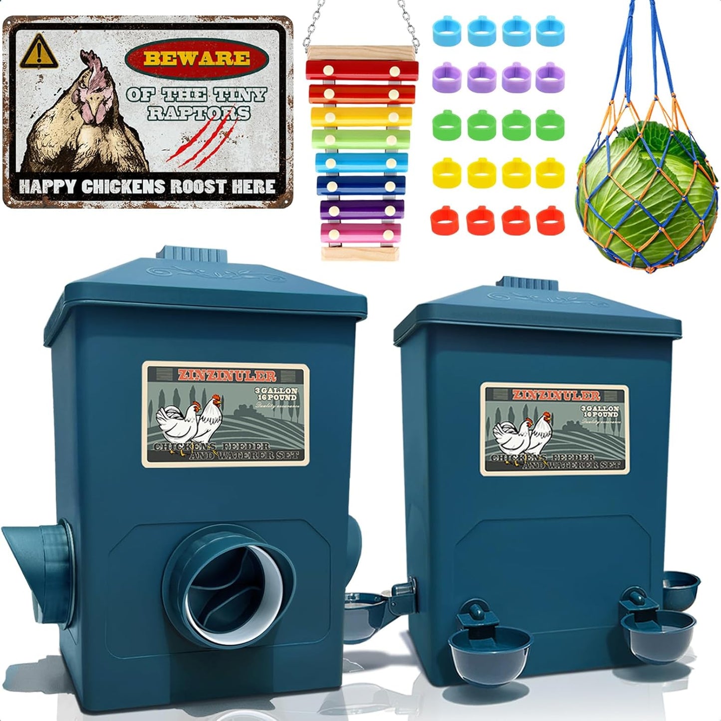 Automatic Chicken Feeder and Cup Waterer Set for Poultry Care