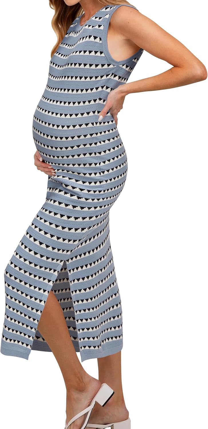 Stylish Summer Maternity Dress for Women - OUGES Knit Midi