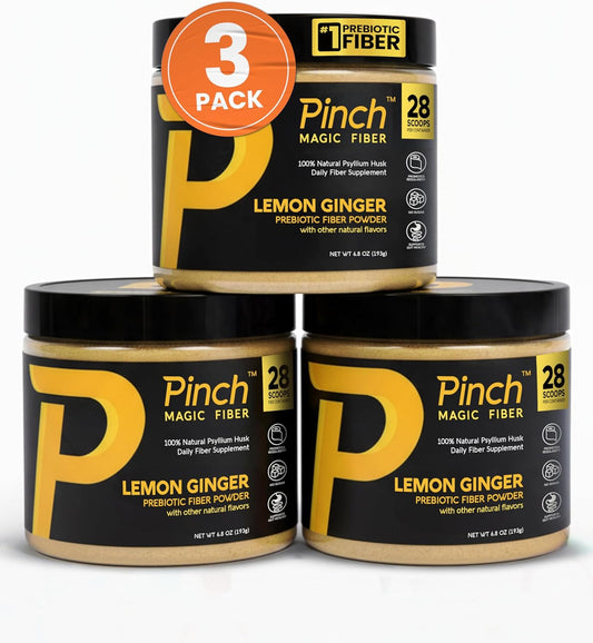 Pinch Magic Fiber Lemon Ginger 3-Pack for Digestive Health