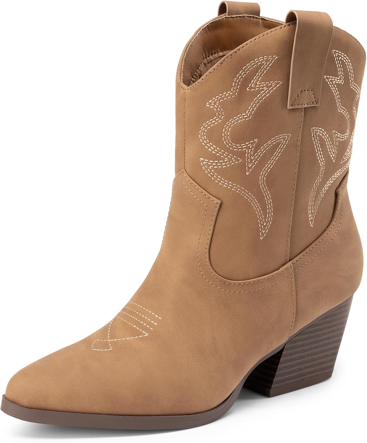 DREAM PAIRS Women's Cowboy Boots with Embroidery and Comfort