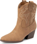 DREAM PAIRS Women's Cowboy Cowgirl Short Western Ankle Boots - Stylish