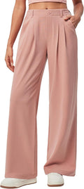 Wide Leg Pants Woman High Waisted Pull On Dress Pants - Waffle Knit