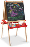 Magnetic Standing Art Easel with Chalkboard and Dry-Erase Board