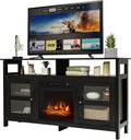 Tangkula 65 Fireplace TV Stand w/ 18 Electric Fireplace & Remote