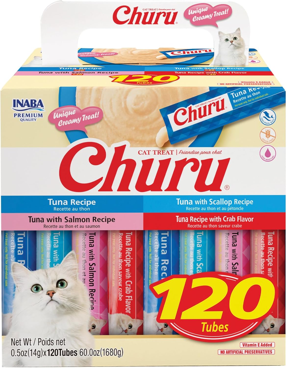 INABA Churu Cat Treats - Lickable Tuna Puree for Cats