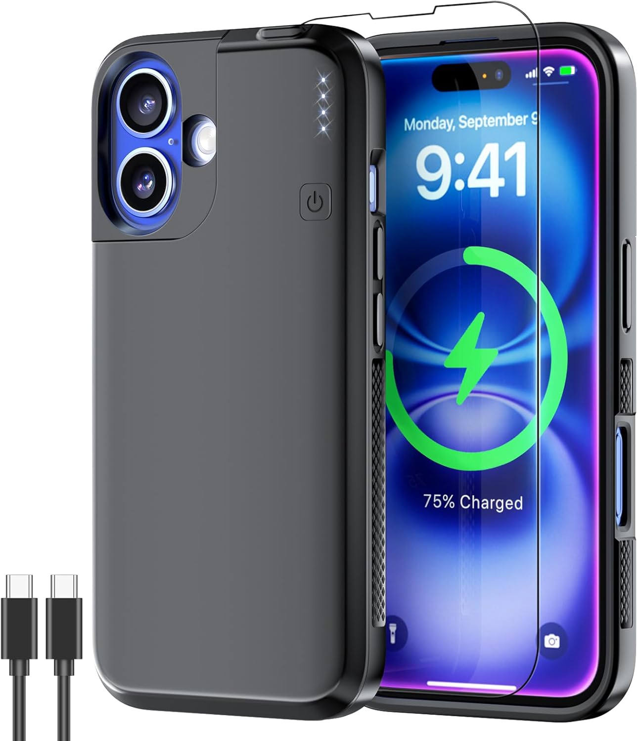 NEWDERY 5000mAh Battery Case for iPhone 16 with CarPlay Support