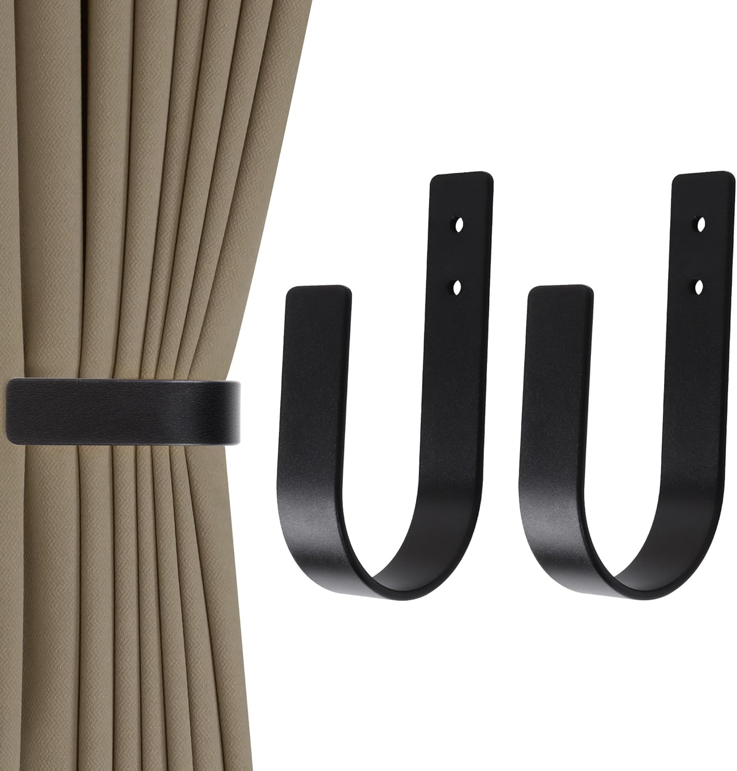 Black Aluminum Curtain Holdbacks - Set of 2