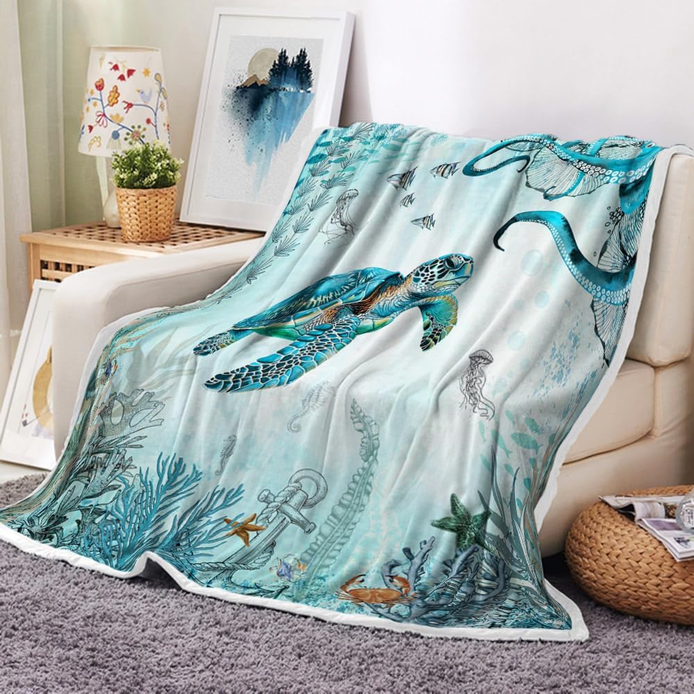 Ocean-Inspired Cozy Throw Blanket by Wathon