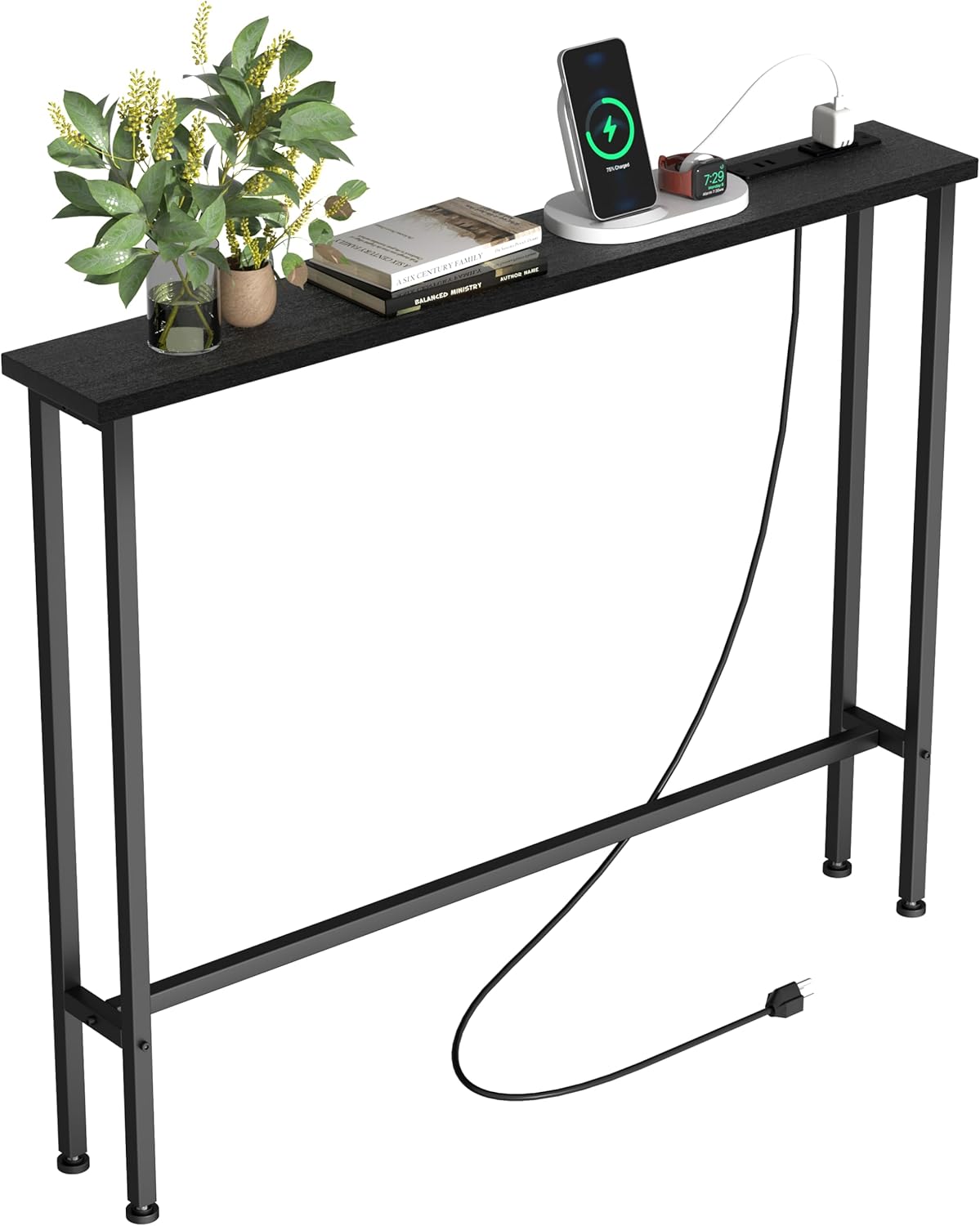 39 Inch Sofa Table with Power Outlets & USB Ports for Living Room