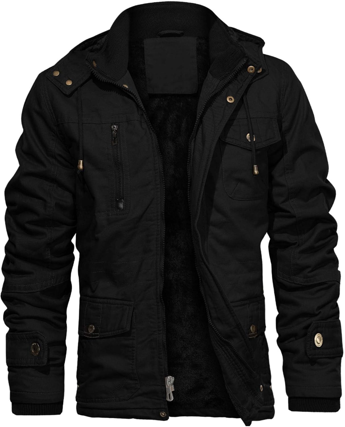 Men's Thick Winter Jackets with Hood and Fleece Lining
