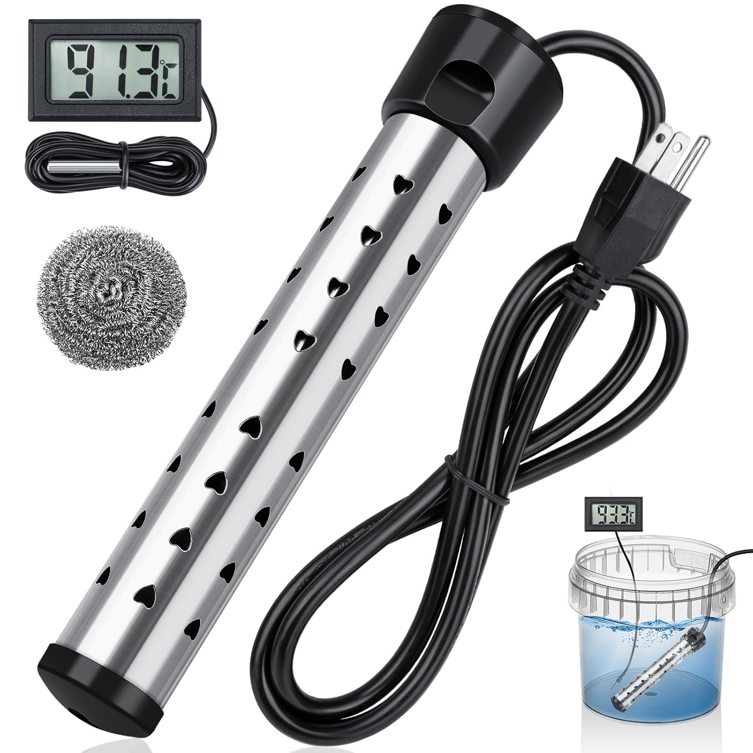 Vinderfine 2000W Portable Stainless Steel Water Heater
