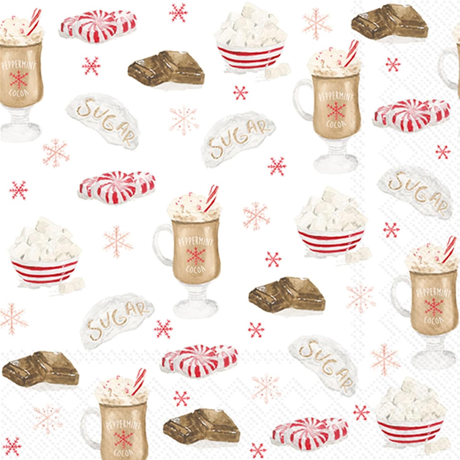Peppermint Cocoa Cocktail Napkins - 3-Ply Disposable Pack