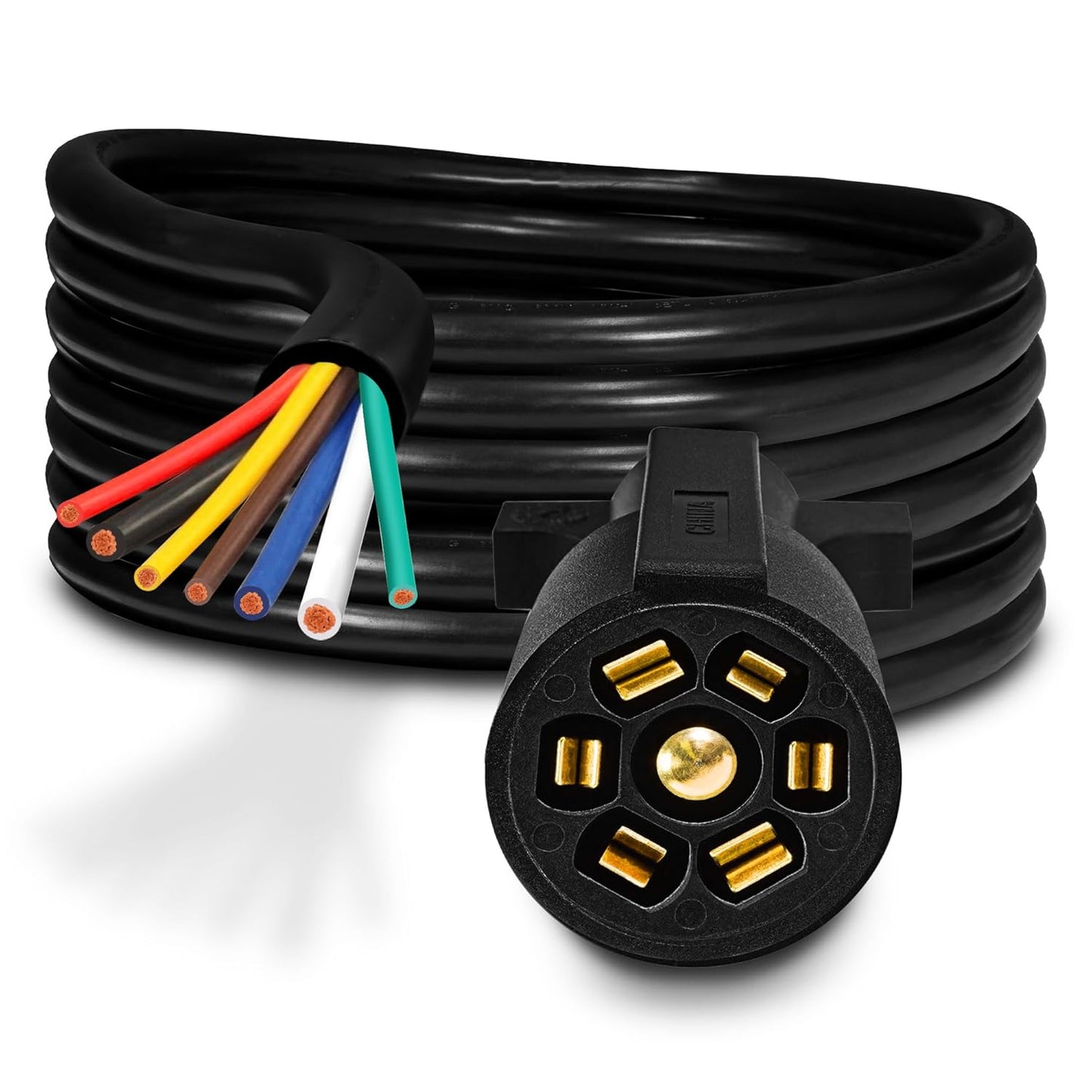 True Mods 16ft 7-Way Trailer Plug Adapter Cord for RVs & More