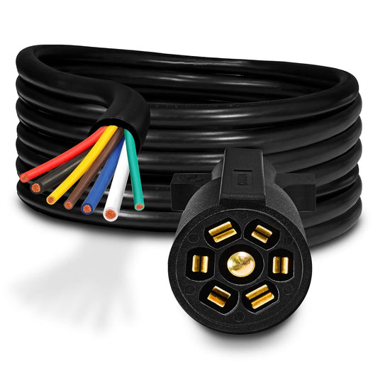 True Mods 16ft 7-Way Trailer Plug Adapter Cord for RVs & More