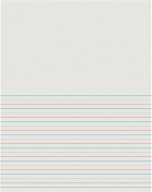 School Smart Red & Blue Storybook Paper - 500 Sheets, 1/2 Inch Ruled - Creativity Unleashed