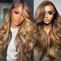 Highlight Lace Front Wig Human Hair Ombre Body Wave 28 Inch