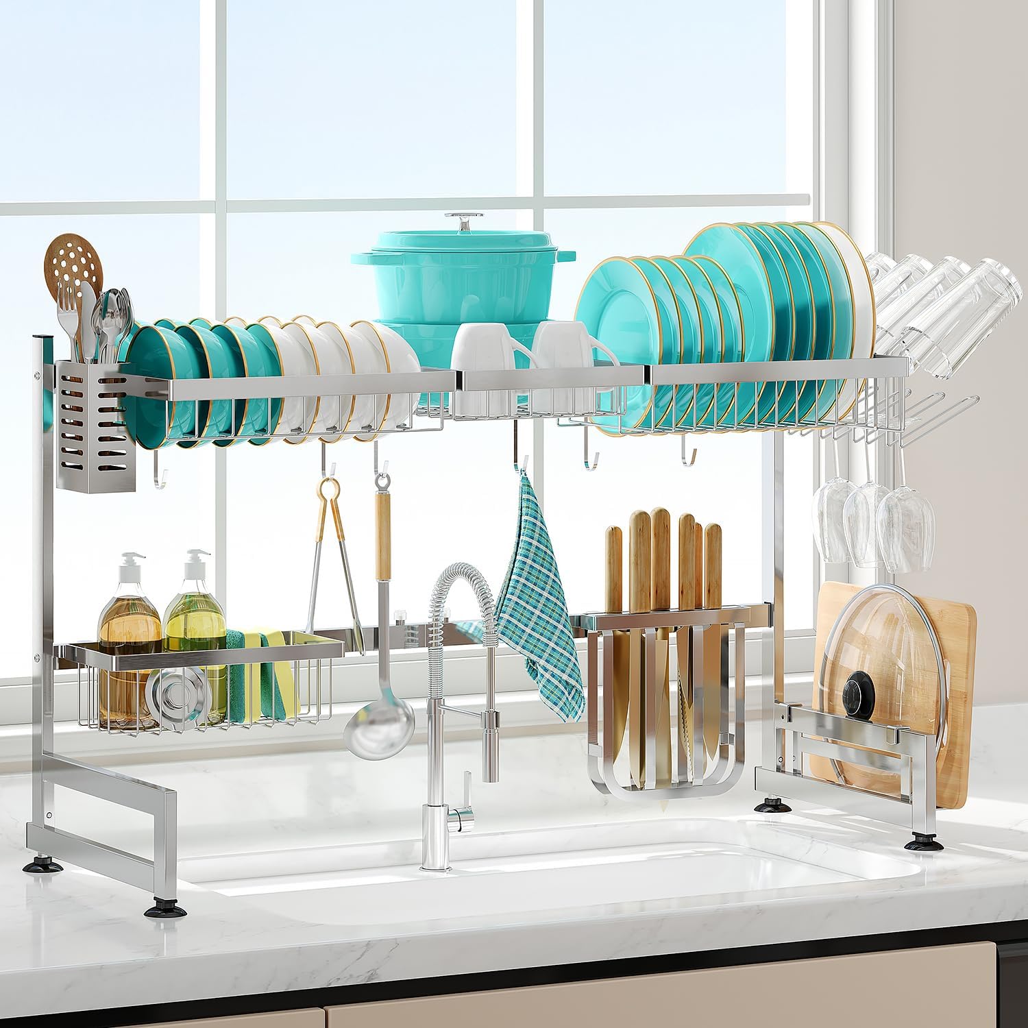 MAJALiS Over Sink Dish Drainer Rack: Expandable & Stylish Solution