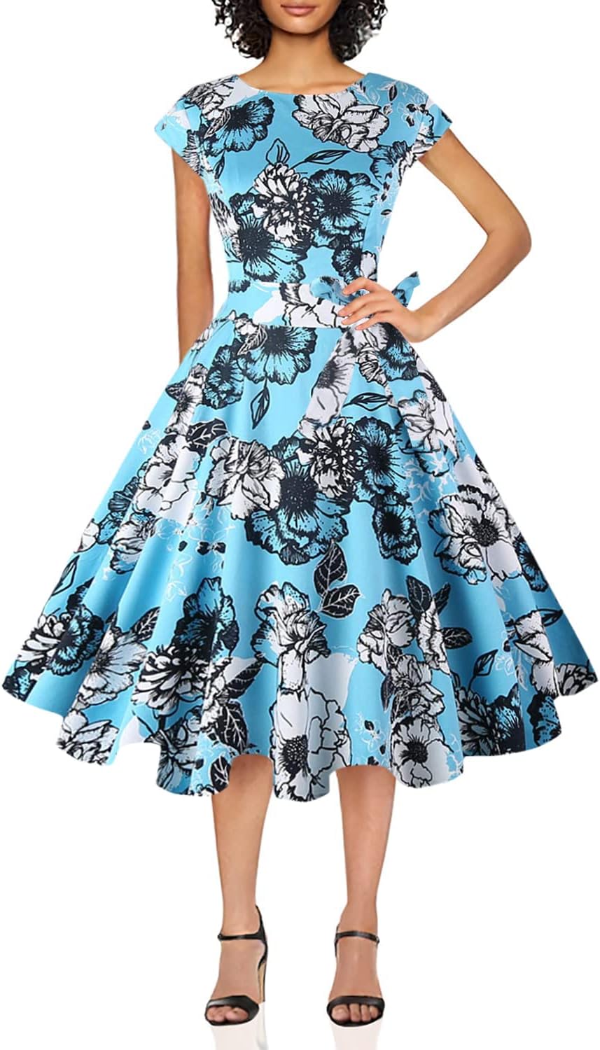 Vintage Swing Cocktail Party Dress with Pockets for Women