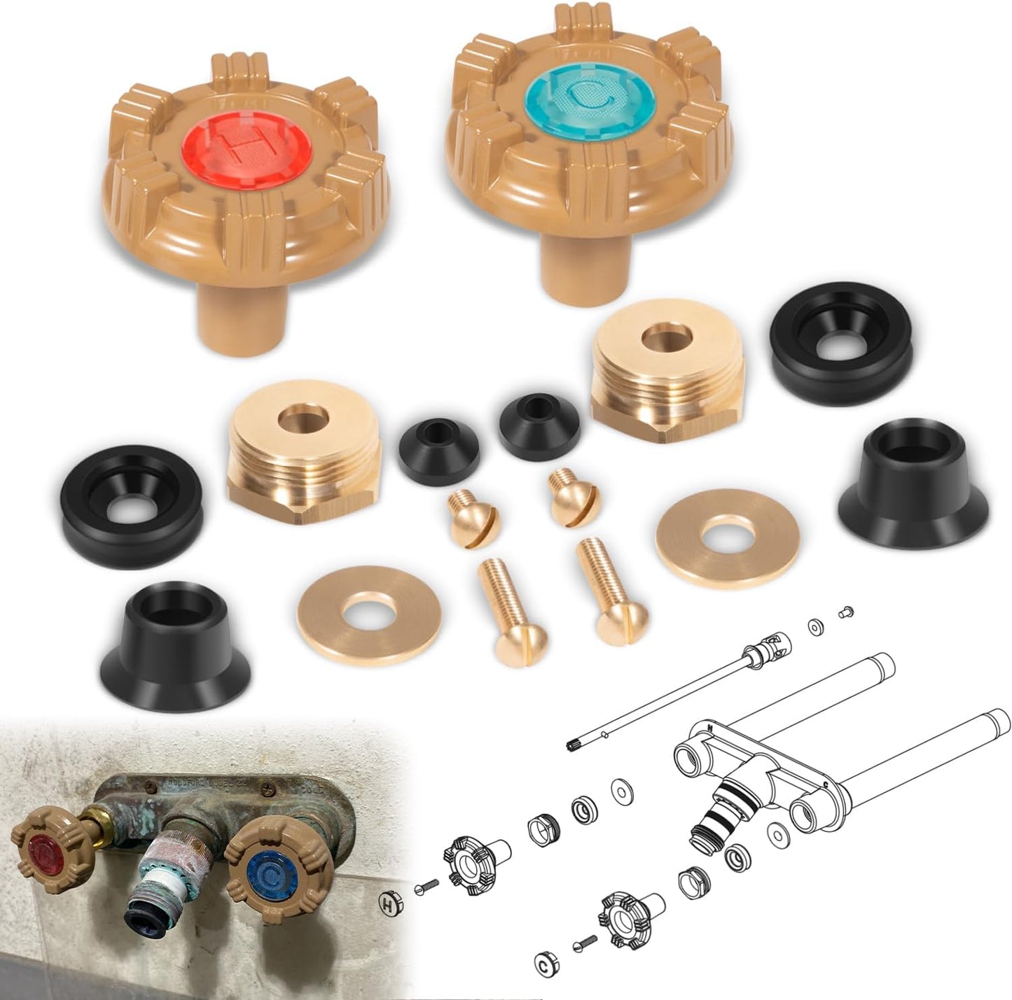 RK-22MH Repair Kit for Outside Faucet, Compatible with Woodford
