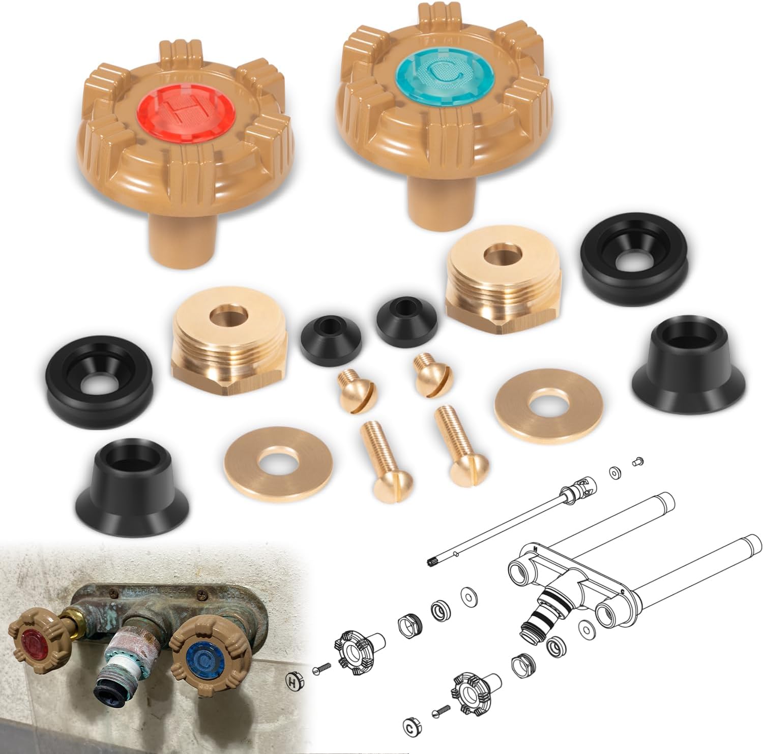 RK-22MH Repair Kit for Outside Faucet, Compatible with Woodford