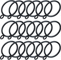 18 Pack Curtain Rings with Eyelets Black - Durable Metal Clip Rings