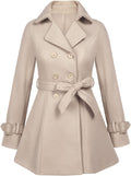 Women's Faux Fur Lapel Double-Breasted Wool Trench Coat - Warm Classic