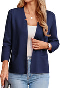 Women Sweater Blazer Cropped 3/4 Sleeve Knit Cardigan - Business