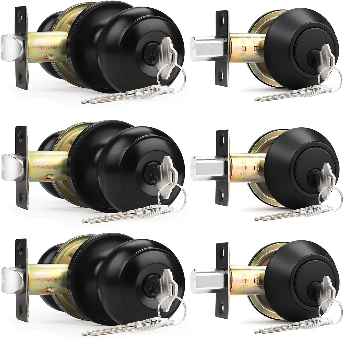 Probrico Black Door Knob and Deadbolt Set for Secure Entry