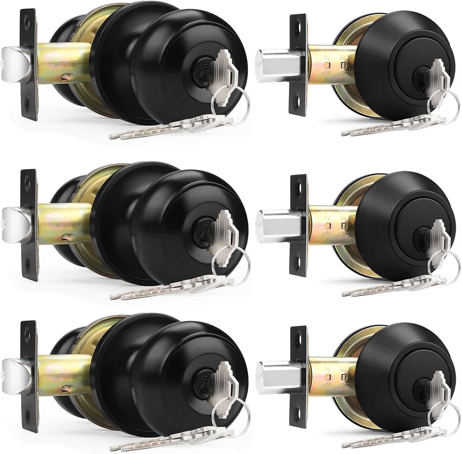 Probrico Black Door Knob and Deadbolt Set for Secure Entry