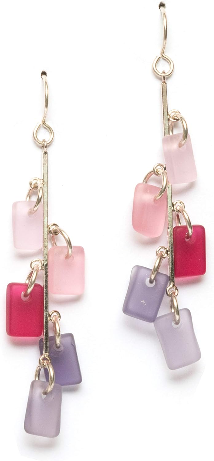 Sea Glass Avalon Earrings - Handmade Sterling Silver Jewelry