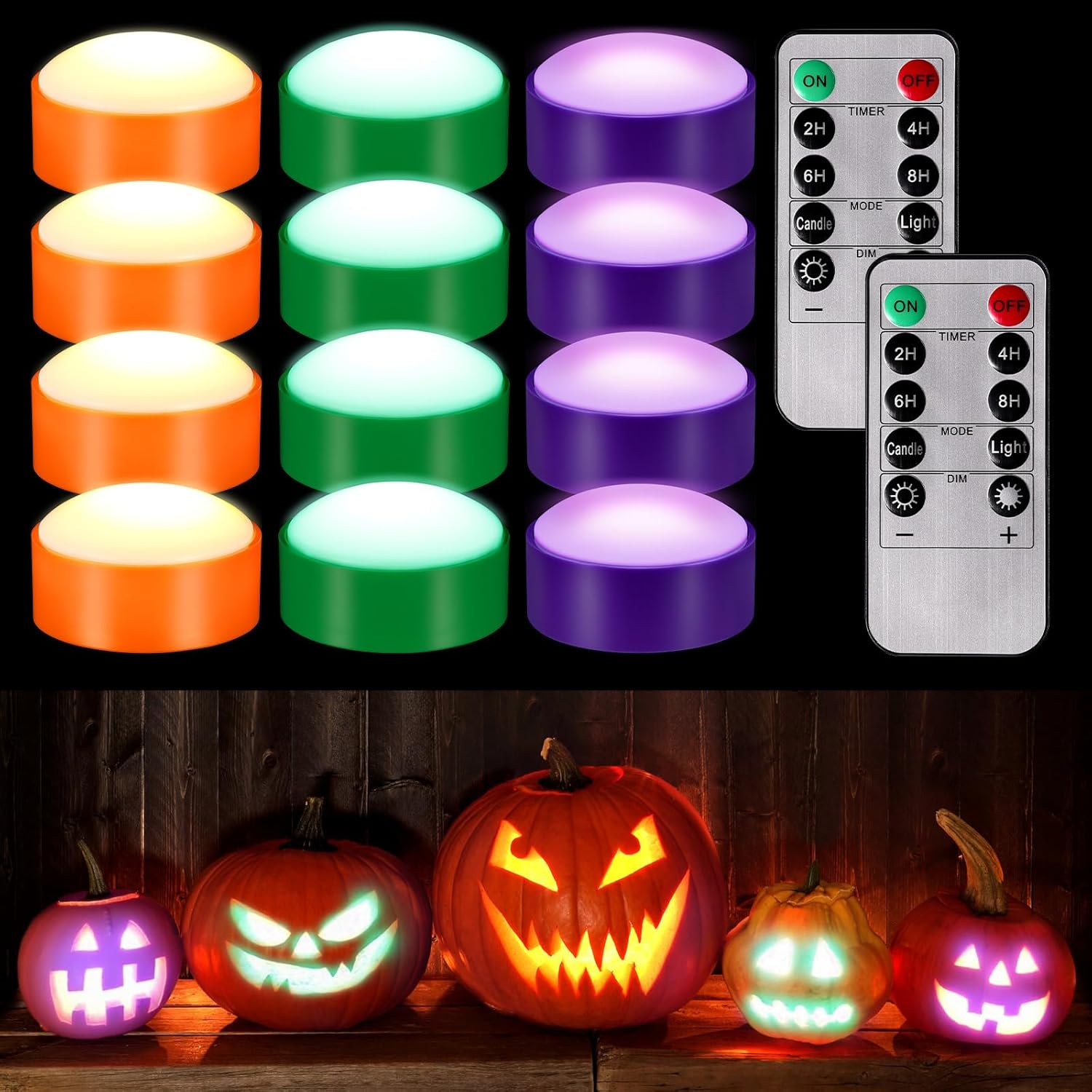 Riakrum Pumpkin Lights with Remote for Halloween Decor