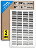 Steel Return Air Grille for 16x26 Duct Opening - 3 Pack