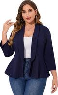 Women Plus Size Casual Blazer Open Front Long Sleeve - Breathable Fit