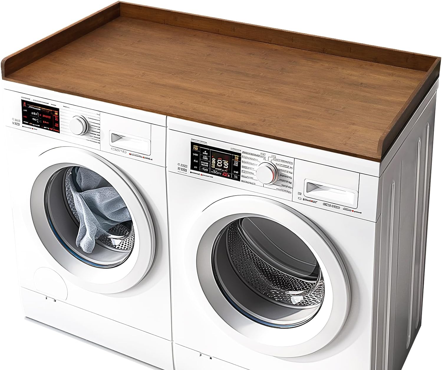 Bamboo Washer Dryer Countertop for Stylish Laundry Organization