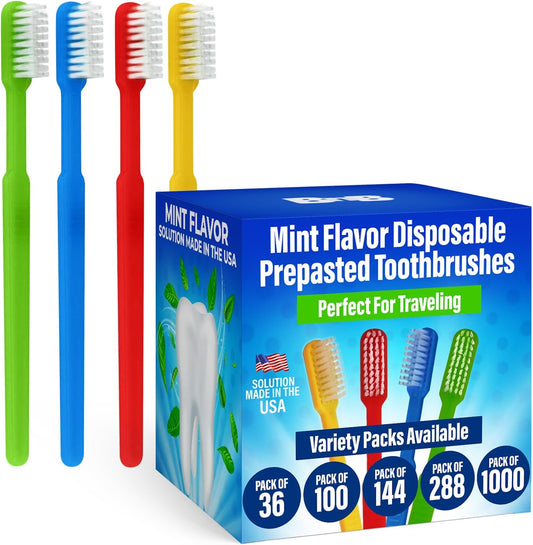 144 Prepasted Disposable Toothbrushes for Easy Dental Care