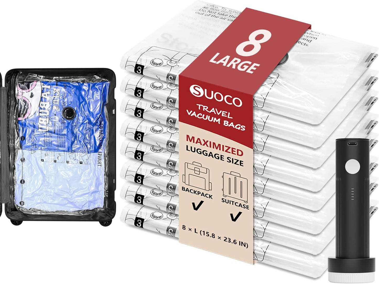 SUOCO Travel Vacuum Seal Bags for Efficient Packing Solutions