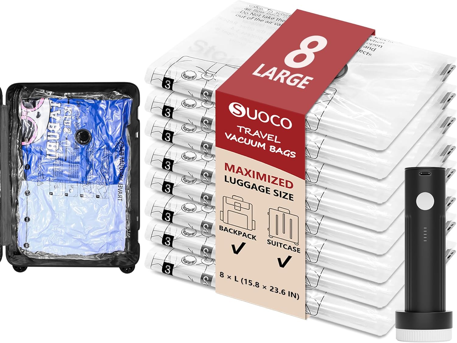 SUOCO Travel Vacuum Seal Bags for Efficient Packing Solutions