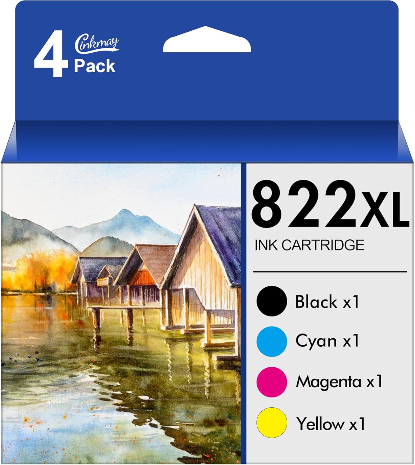 822XL Ink Cartridges Replacement for Epson Printers - 4 Pack