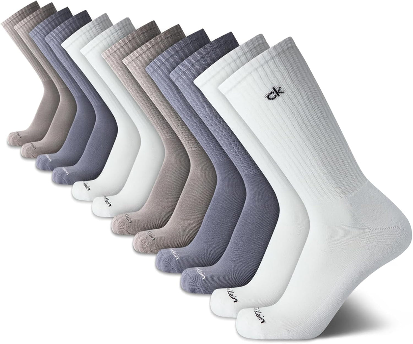 Calvin Klein Mens Crew Socks - 12 Pack Soft Stretch Athletic Socks