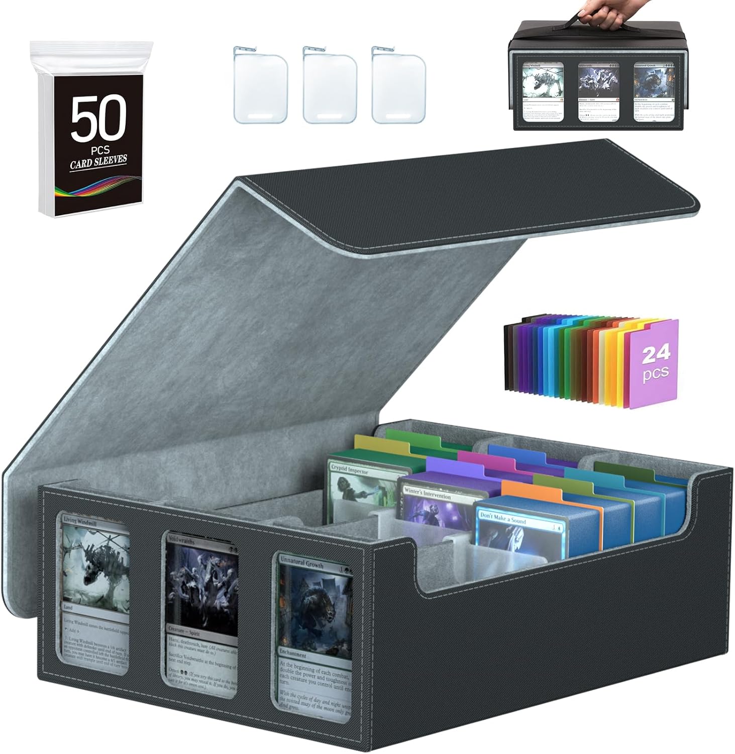 3-Row Trading Card Storage Box for 2400+ Cards Organizer