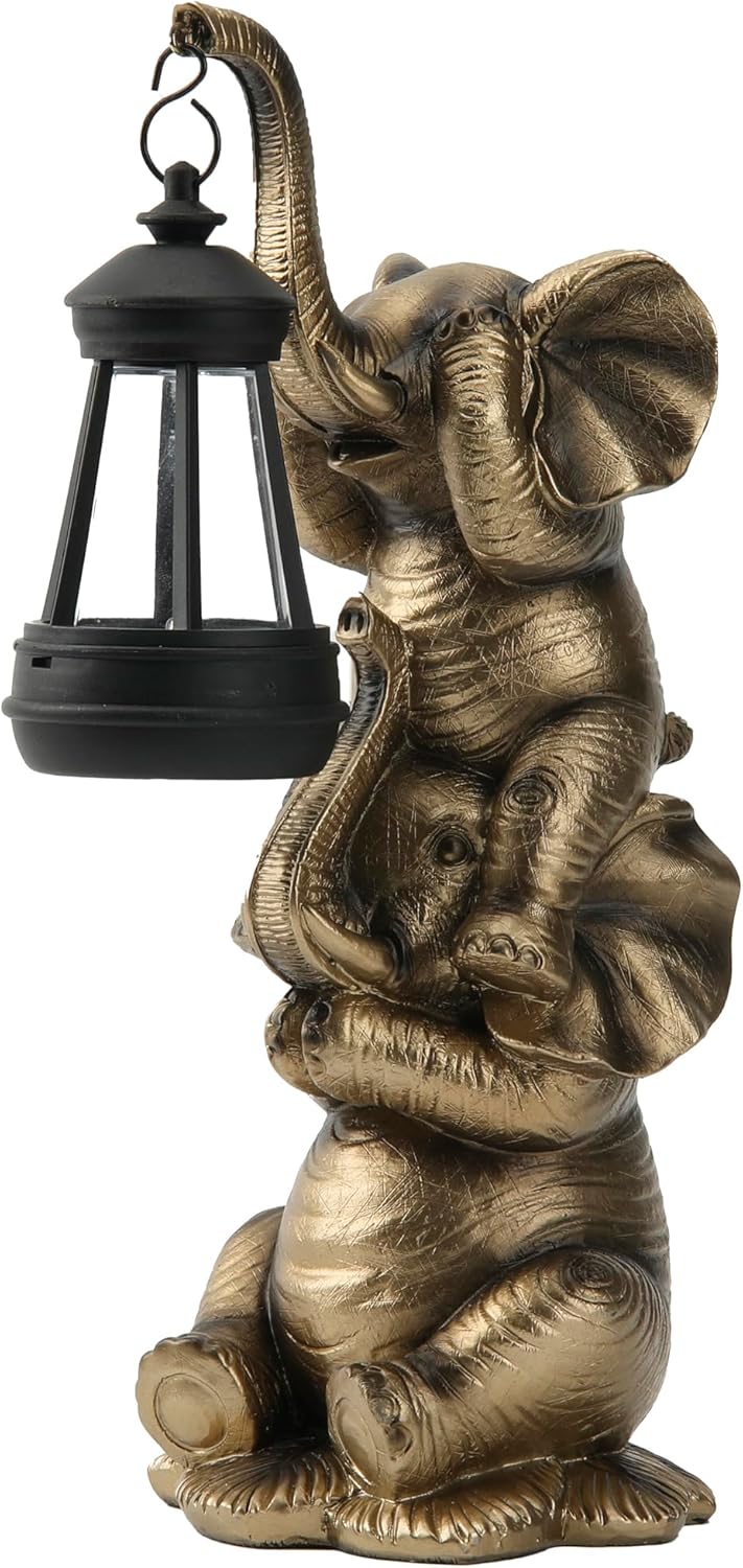 Funny Solar LED Elephant Statue Garden Decor for Outdoor Spaces
