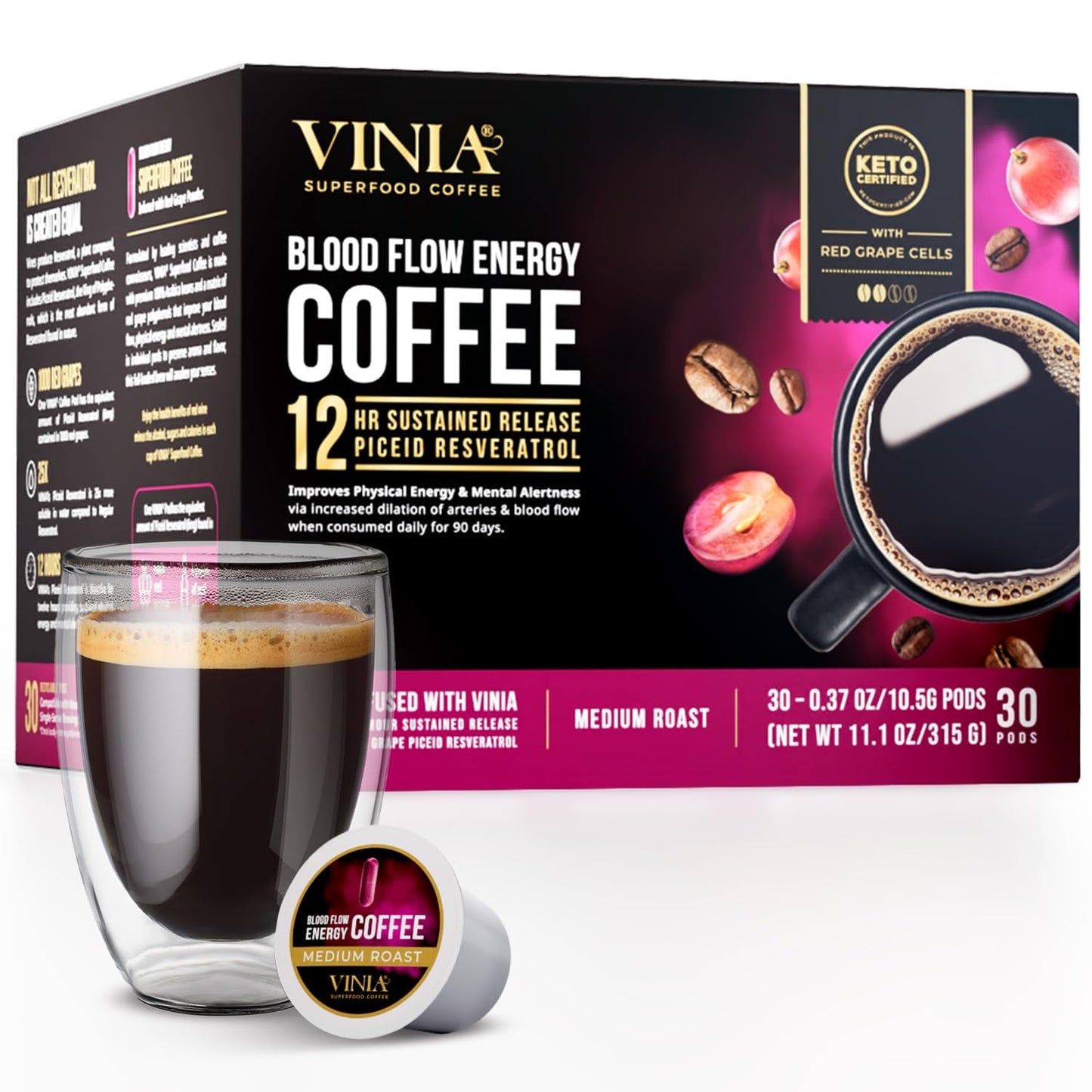 VINIA Red Grape Energy Coffee Pods